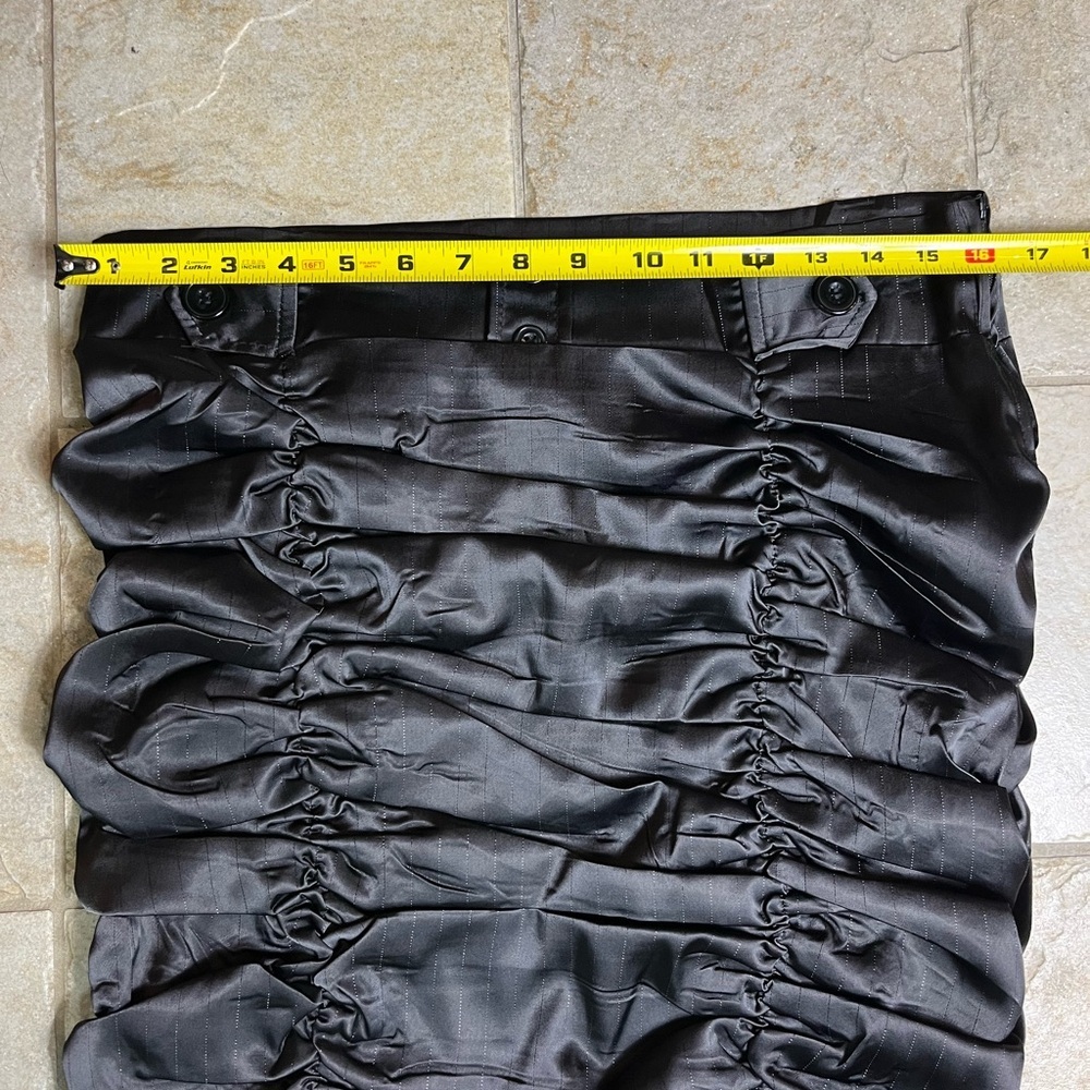 Tess Black Ruched Mini Skirt L Gothic Y2K Club Avant Garde Whimsigoth Steampunk - Picture 10 of 10
